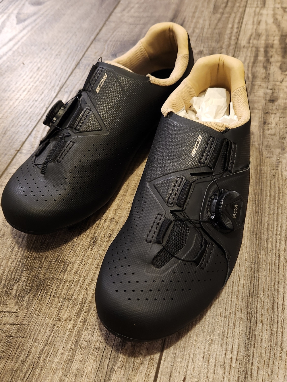 Excellent Condition SHIMANO road Cycling Shoes 39 Black Tan Boa Dial